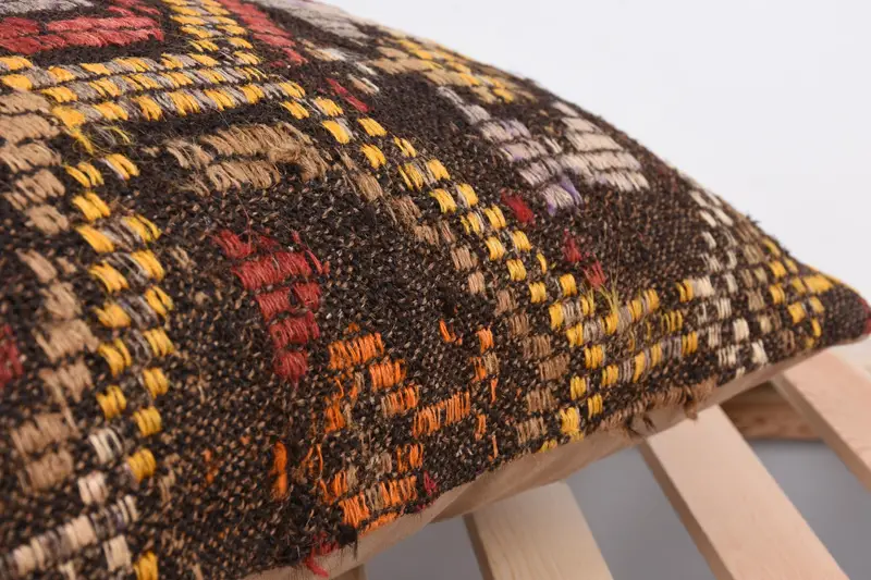Ethnical Kilim Rug Pillow, Pillow for Sofa, Authentic Cushion Case, Pillow Sham, 16x24 Yellow Cushion, Kilim Pillow Cover - 7