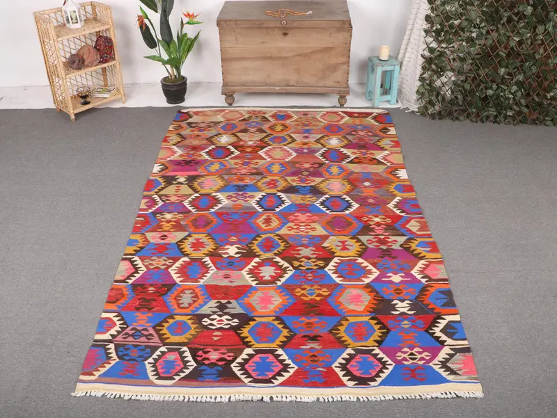 Rainbow Ombré Rug, 5.5x8.8 ft Vibrant Decor