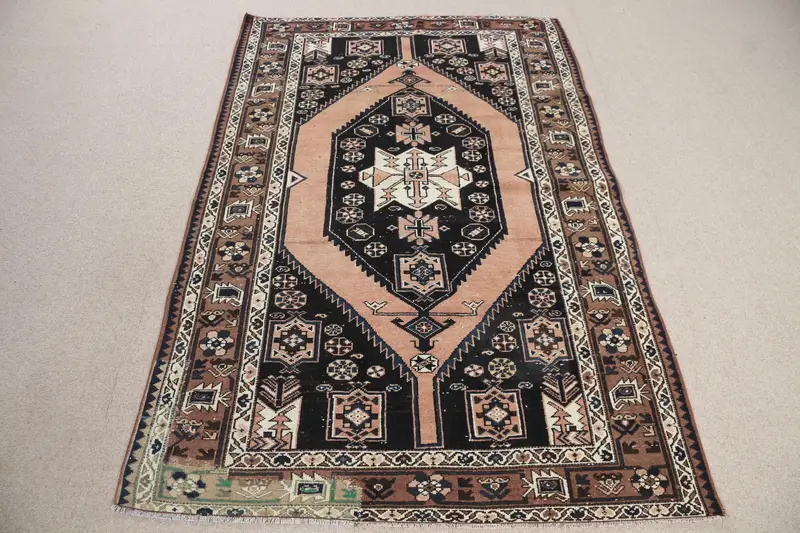 Canlı 0,4x7 ft Halı, Patchwork Turuncu ve Kahverengi