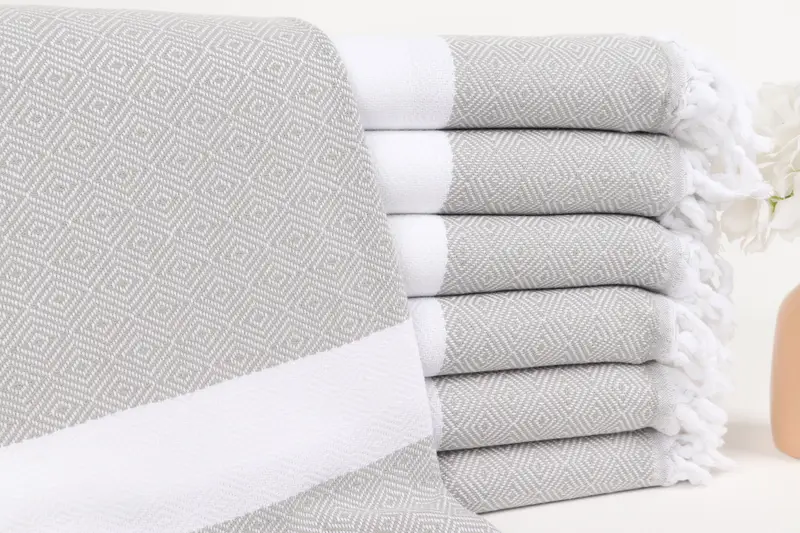 Turkish Beach Towel Light Gray Organic Cotton, 40x71 Inches
