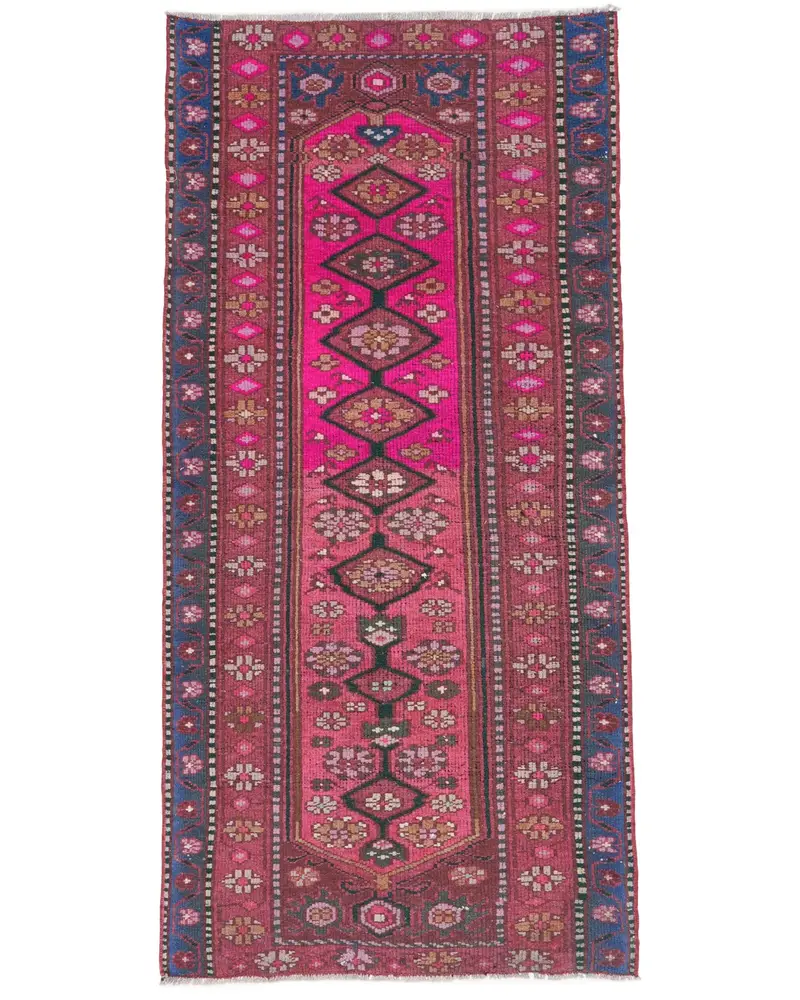 Rosa und blauer abstrakter Teppich, 2,6 x 5,3 Fuß, schickes Dekor