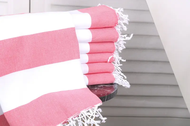 Beach Towel Red Organic Cotton or Linen, Personalized, 40x71 Inches