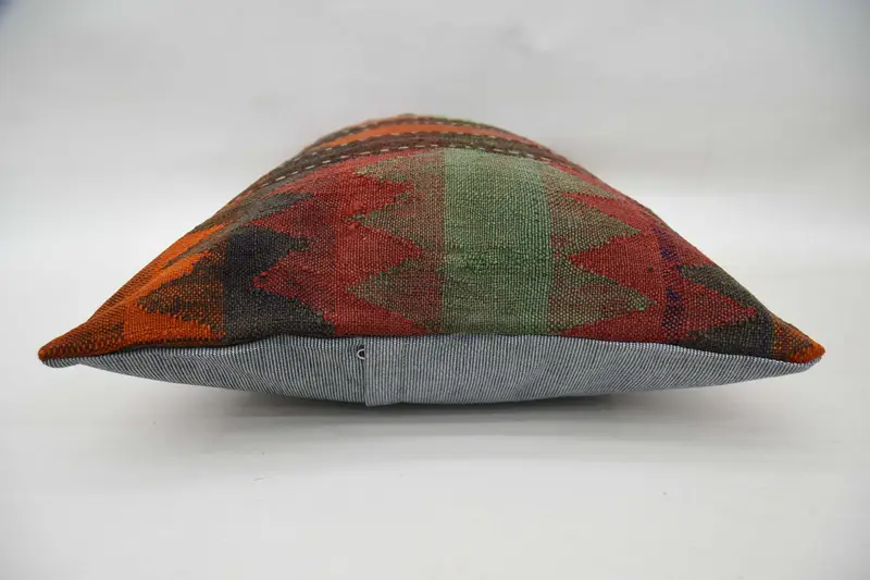 Pillow for Sofa, Aztec Cushion, Pillow Sham, 20x28 Orange Cushion Cover, Handmade Kilim Cushion, Ottoman Pillow Sham, Ethnical Kilim Rug Pillow - 6