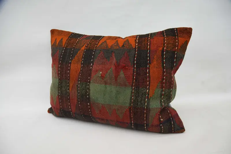 Pillow for Sofa, Aztec Cushion, Pillow Sham, 20x28 Orange Cushion Cover, Handmade Kilim Cushion, Ottoman Pillow Sham, Ethnical Kilim Rug Pillow - 5