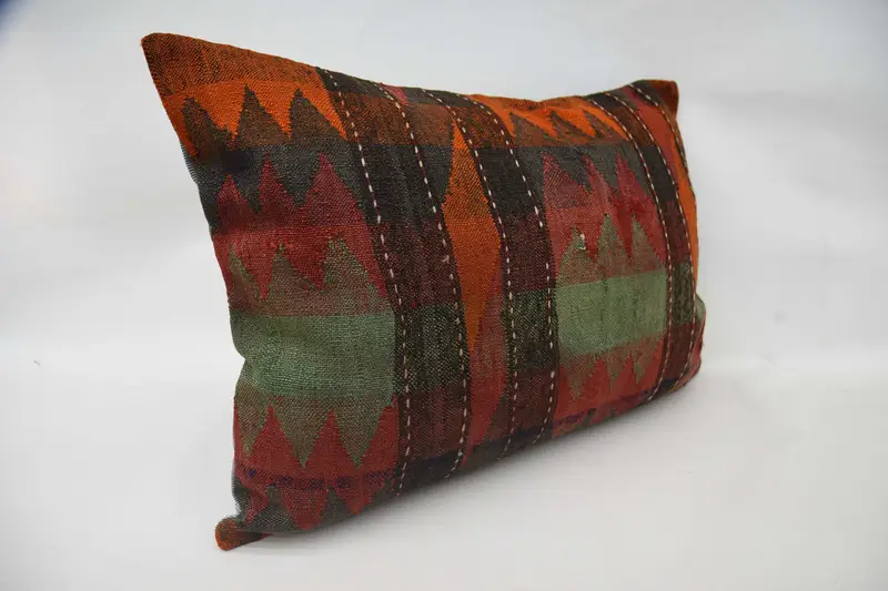 Pillow for Sofa, Aztec Cushion, Pillow Sham, 20x28 Orange Cushion Cover, Handmade Kilim Cushion, Ottoman Pillow Sham, Ethnical Kilim Rug Pillow - 3