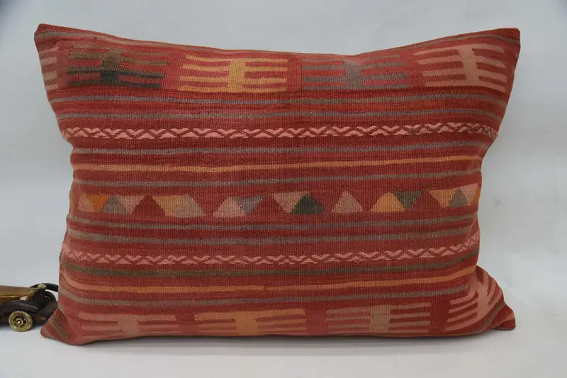 Cushion Cover, Turkish Kilim Pillow, Boho Pillow Sham Cover, 20x28 Red Cushion, Vintage Kilim Throw Pillow, Personalized Gift Pillow Pillow Cover - 4