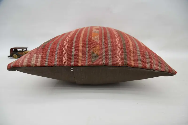 Cushion Cover, Turkish Kilim Pillow, Boho Pillow Sham Cover, 20x28 Red Cushion, Vintage Kilim Throw Pillow, Personalized Gift Pillow Pillow Cover - 6
