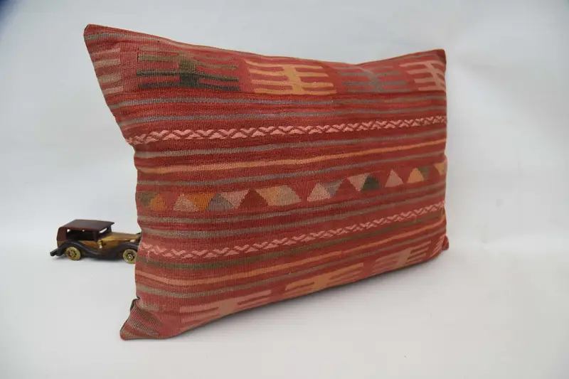 Cushion Cover, Turkish Kilim Pillow, Boho Pillow Sham Cover, 20x28 Red Cushion, Vintage Kilim Throw Pillow, Personalized Gift Pillow Pillow Cover - 3