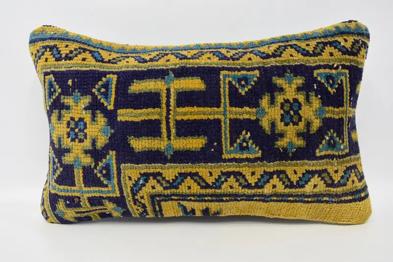 Neutral Pillow Sham, 12x20 Yellow Pillow Case, Cushion Cover, Turkish Pillow, Throw Kilim Pillow, Home Decor Pillow, Retro Throw Pillow Cover - 1