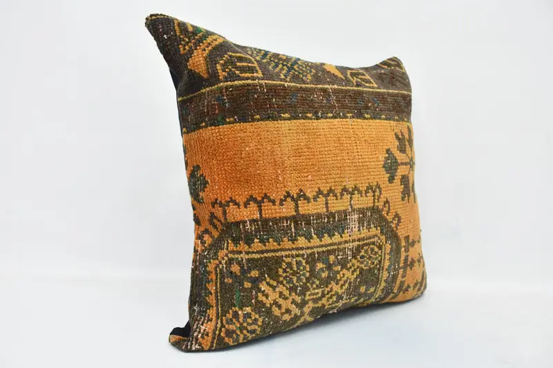 Lounge Throw Pillow Case, 28x28 Brown Cushion Cover, Pillow for Sofa, Pillow Sham, Cozy Throw Cushion Cover, Vintage Pillow, Handmade Kilim Cushion - 3