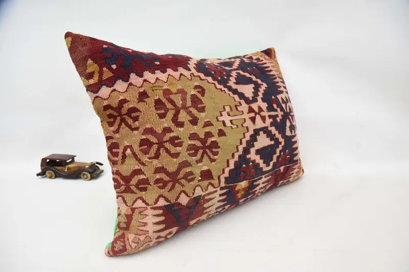 Sustainable Cushion Cover, 20x28 Red Pillow Sham, Interior Designer Pillow, Handmade Kilim Cushion, Cushion, Turkish Pillow - 3
