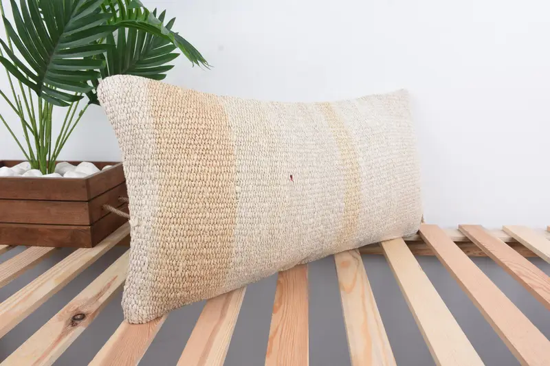 Gift Pillow, Bed Cushion Cover, Vintage Pillow, Cushion Cover, 12x24 White Pillow Cover, Morroccon Kilim Cushion Cushion, Handmade Kilim Cushion - 4