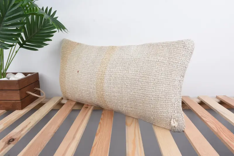 Gift Pillow, Bed Cushion Cover, Vintage Pillow, Cushion Cover, 12x24 White Pillow Cover, Morroccon Kilim Cushion Cushion, Handmade Kilim Cushion - 5