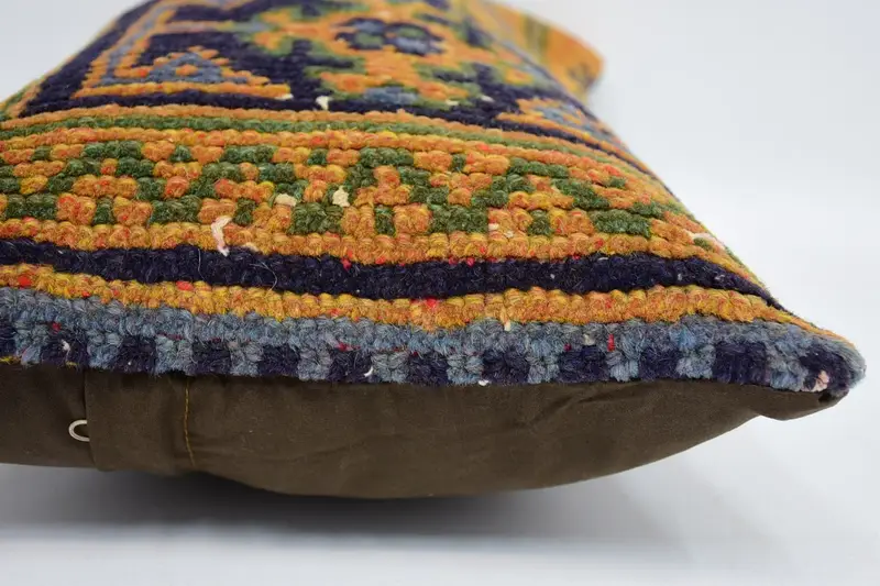 Art Deco Pillow, Vintage Kilim Throw Pillow, 12x20 Blue Pillow, Authentic Pillow, Kilim Pillow Cover, Vintage Pillow, Pillow Sham - 5