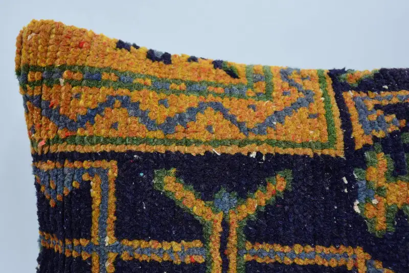 Art Deco Pillow, Vintage Kilim Throw Pillow, 12x20 Blue Pillow, Authentic Pillow, Kilim Pillow Cover, Vintage Pillow, Pillow Sham - 2