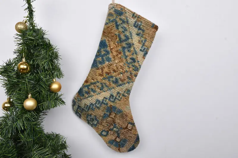 Patrón de adornos navideños, calcetín navideño de 7 pulgadas de ancho