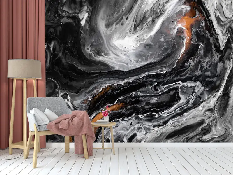 Copper Wall Poster, Modern Wall Paper, Bright Wall Paper, Black And Copper Marble, 3d Wall Paper, Abstract Wall Paper, - 8