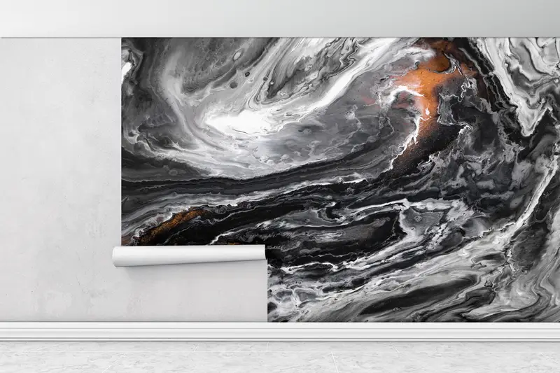 Copper Wall Poster, Modern Wall Paper, Bright Wall Paper, Black And Copper Marble, 3d Wall Paper, Abstract Wall Paper, - 7