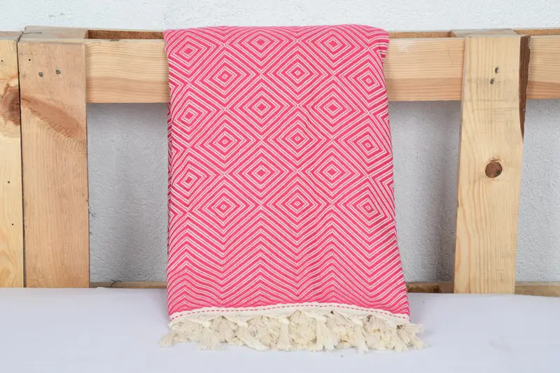 Bedspread, Beach Theme Bachelorette Party, Valentines Gift, Housewarming Gift, 92x80 Cotton Diamond Towel, Turkish Towel Blanket, Bachelorette Gifts - 4