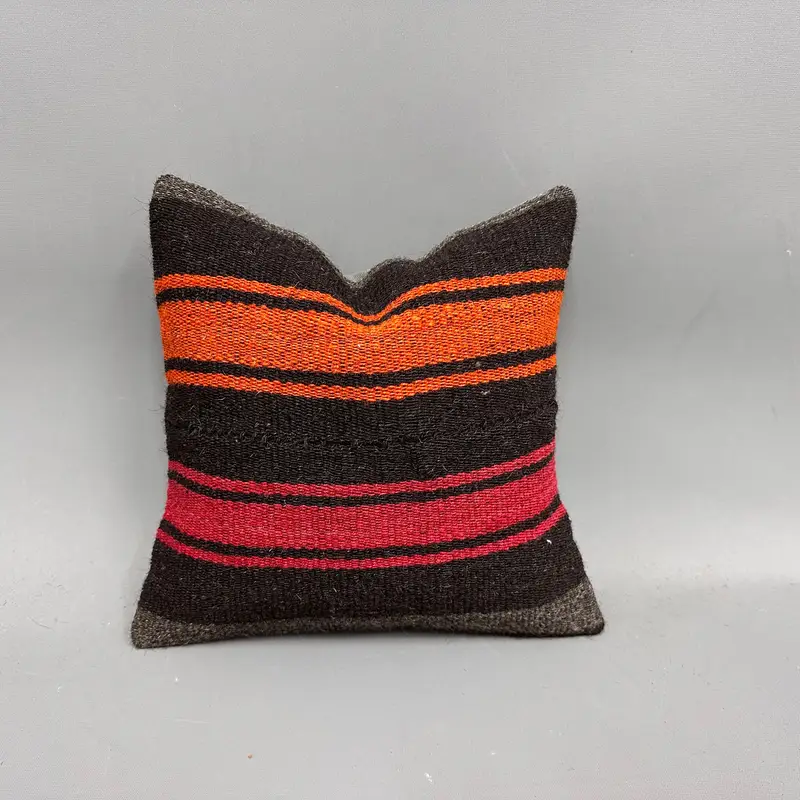 Pet Pillow Cover, 12x12 Orange Cushion, Vintage Pillow, Vintage Kilim Pillow, Turkish Kilim Pillow, Bench Pillow, Pastel Cushion, Pillow Sham - 1