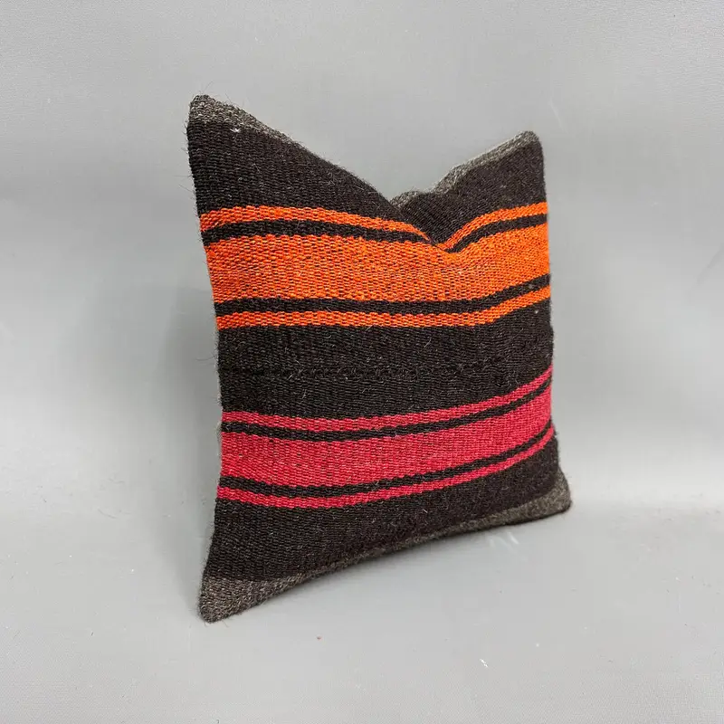 Pet Pillow Cover, 12x12 Orange Cushion, Vintage Pillow, Vintage Kilim Pillow, Turkish Kilim Pillow, Bench Pillow, Pastel Cushion, Pillow Sham - 2