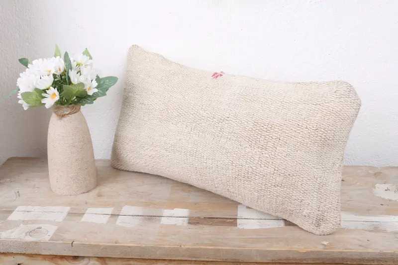 8x16 White Pillow Cover, Boho Pillow Sham Cover, Kilim Cushion Sham, Vintage Kilim Pillow, Pillow Sham, Luxury Cushion Case - 4