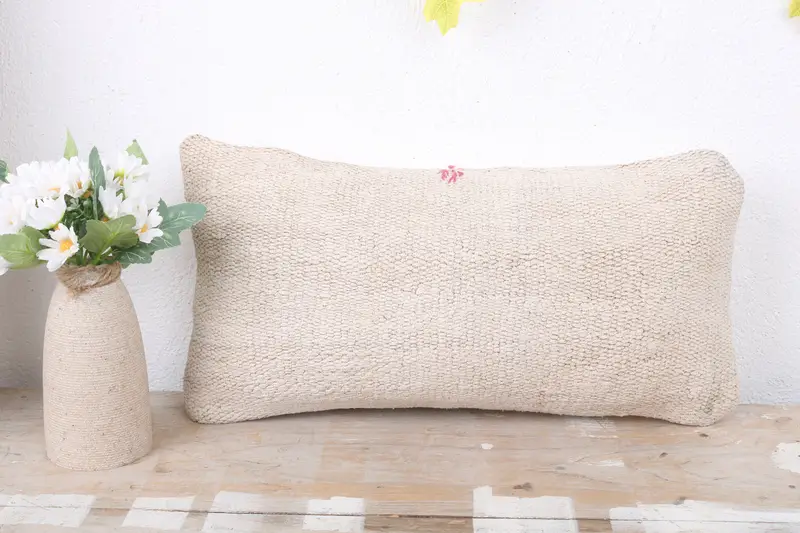8x16 White Pillow Cover, Boho Pillow Sham Cover, Kilim Cushion Sham, Vintage Kilim Pillow, Pillow Sham, Luxury Cushion Case - 2