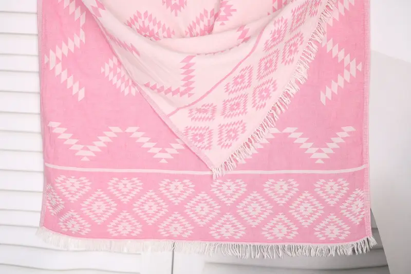 Kilim Towel Pink Cotton Beach Towel Monogram Turkish, 36x71 Inches
