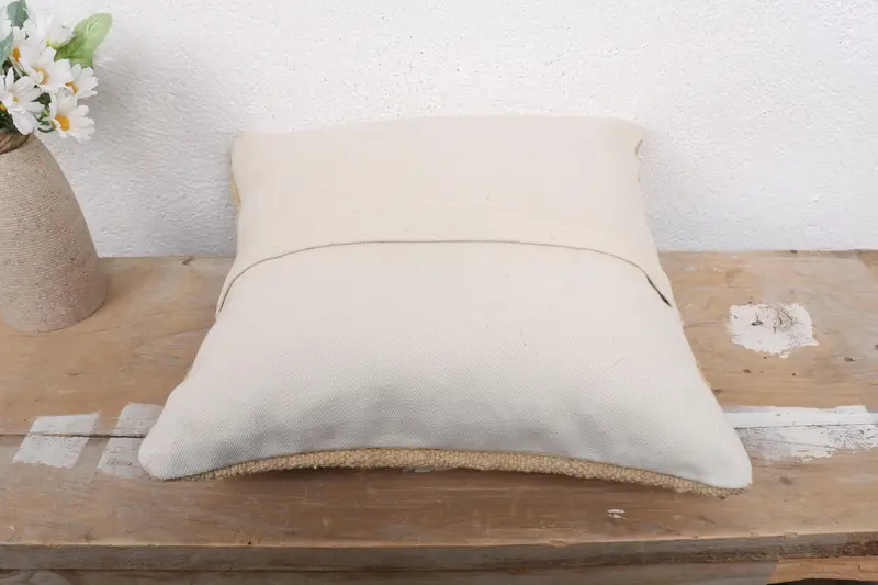 Pillow for Sofa, 12x12 Beige Pillow Case, Boho Pillow, Seat Pillow Cover, Decorative Bolster Pillow Case, Kilim Cushion Sham, Pillow Cover - 7