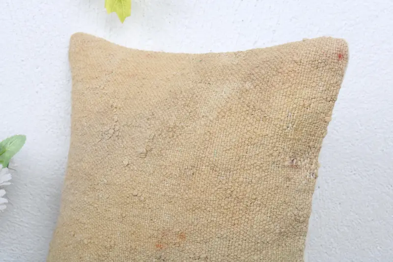 Pillow for Sofa, 12x12 Beige Pillow Case, Boho Pillow, Seat Pillow Cover, Decorative Bolster Pillow Case, Kilim Cushion Sham, Pillow Cover - 5