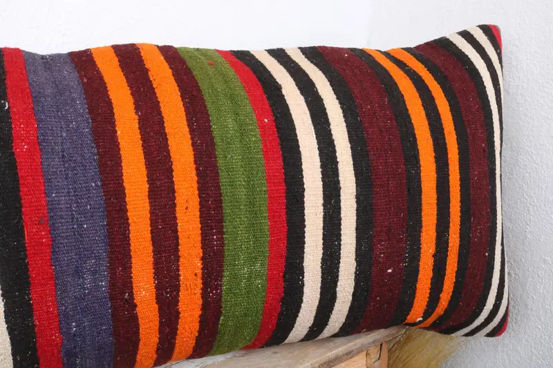 Vintage Cushion Cover, Pillow Case, 16x48 Red Cushion, Home Decor Pillow, Knitted Cushion Case, Turkish Pillow, Sofa Pillow Case, Kilim Pillow Cover - 4