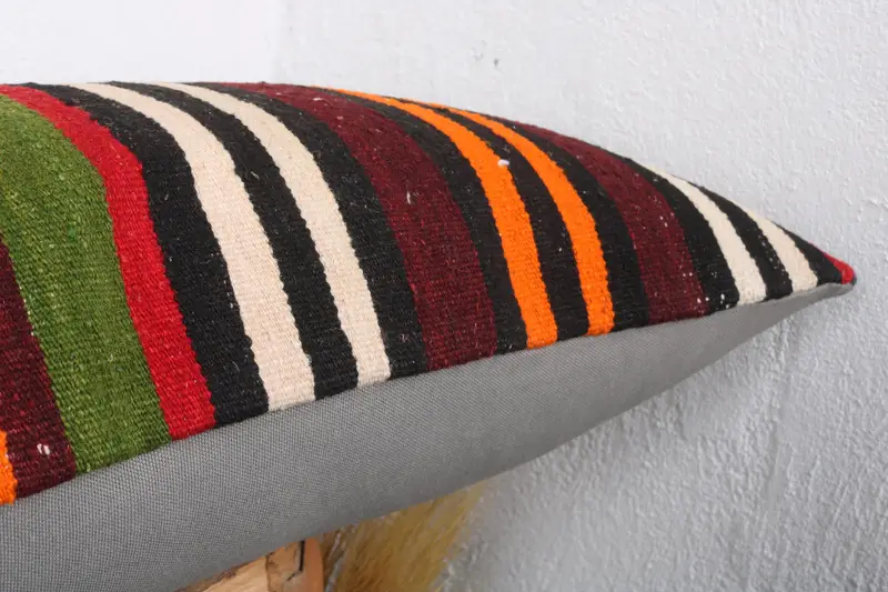 Vintage Cushion Cover, Pillow Case, 16x48 Red Cushion, Home Decor Pillow, Knitted Cushion Case, Turkish Pillow, Sofa Pillow Case, Kilim Pillow Cover - 5