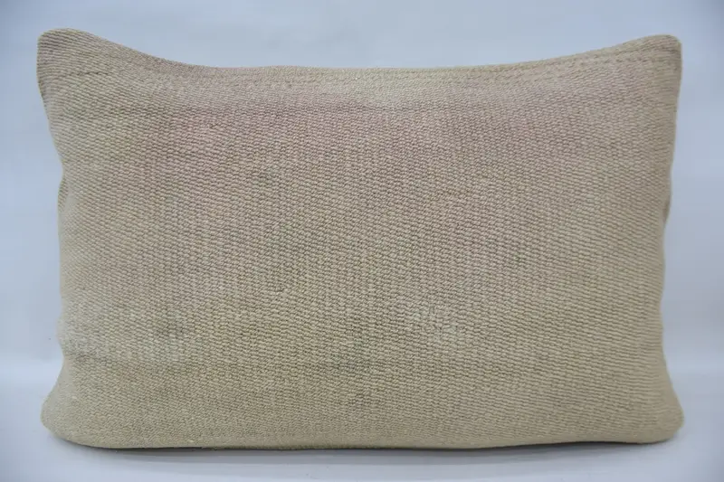 Handmade Kilim Cushion, 16x24 Beige Pillow Sham, Pastel Pillow Case, Pillow Cover, Kilim Cushion Sham, Anatolian Cushion Cover, Turkish Pillow - 1