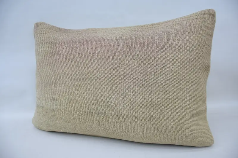 Handmade Kilim Cushion, 16x24 Beige Pillow Sham, Pastel Pillow Case, Pillow Cover, Kilim Cushion Sham, Anatolian Cushion Cover, Turkish Pillow - 3