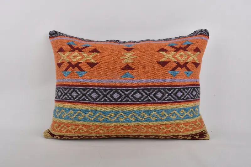 Gift Pillow, Cushion, Turkish Kilim Pillow, 20x28 Orange Pillow Sham, Vintage Kilim Pillow Cushion, Kilim Pillow Cover, Neutral Throw Pillow Case - 1