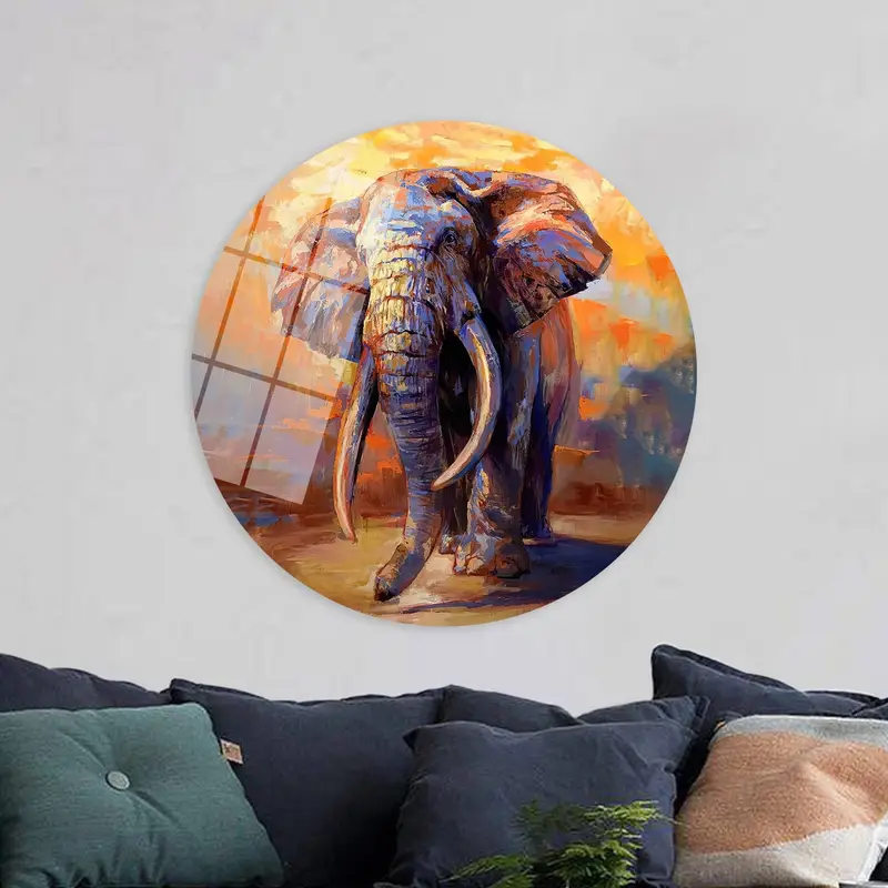 Vibrant Elephant Canvas Print: Abstract, Colorful, Elegant Decor