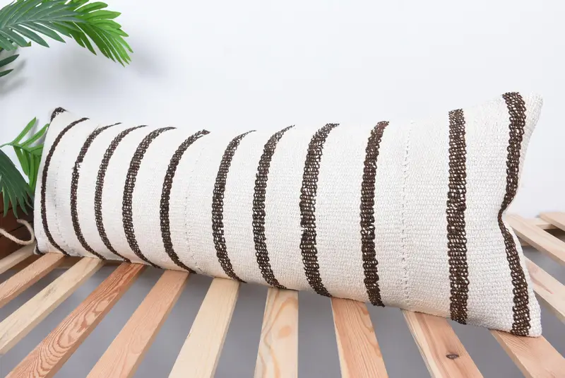 Pillow Cover, Kilim Cushion Sham, Turkish Kilim Pillow, Cotton Pillow, Chair Pillow Case, 12x36 White Pillow Sham, Vintage Kilim Pillow - 5