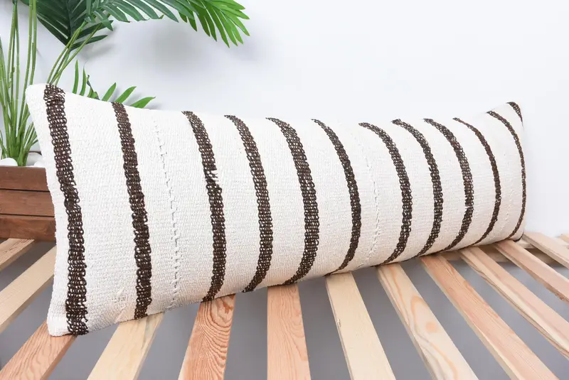 Pillow Cover, Kilim Cushion Sham, Turkish Kilim Pillow, Cotton Pillow, Chair Pillow Case, 12x36 White Pillow Sham, Vintage Kilim Pillow - 4