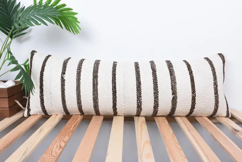 Pillow Cover, Kilim Cushion Sham, Turkish Kilim Pillow, Cotton Pillow, Chair Pillow Case, 12x36 White Pillow Sham, Vintage Kilim Pillow - 1