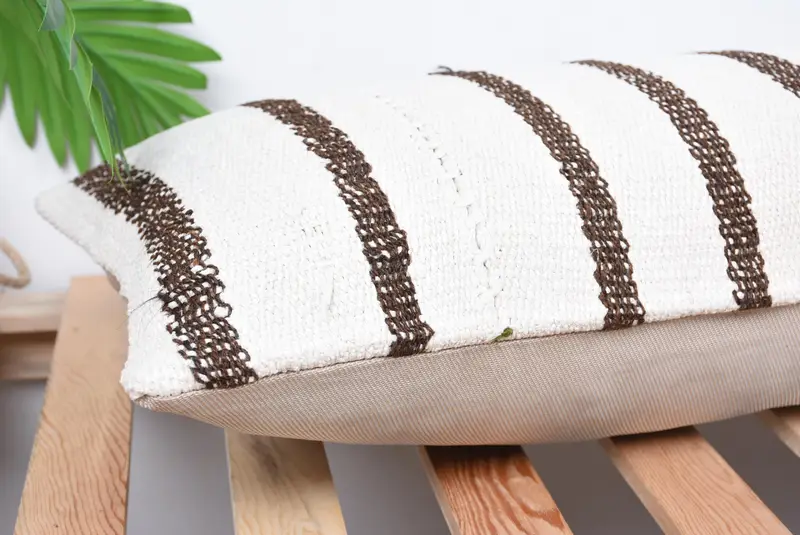 Pillow Cover, Kilim Cushion Sham, Turkish Kilim Pillow, Cotton Pillow, Chair Pillow Case, 12x36 White Pillow Sham, Vintage Kilim Pillow - 6