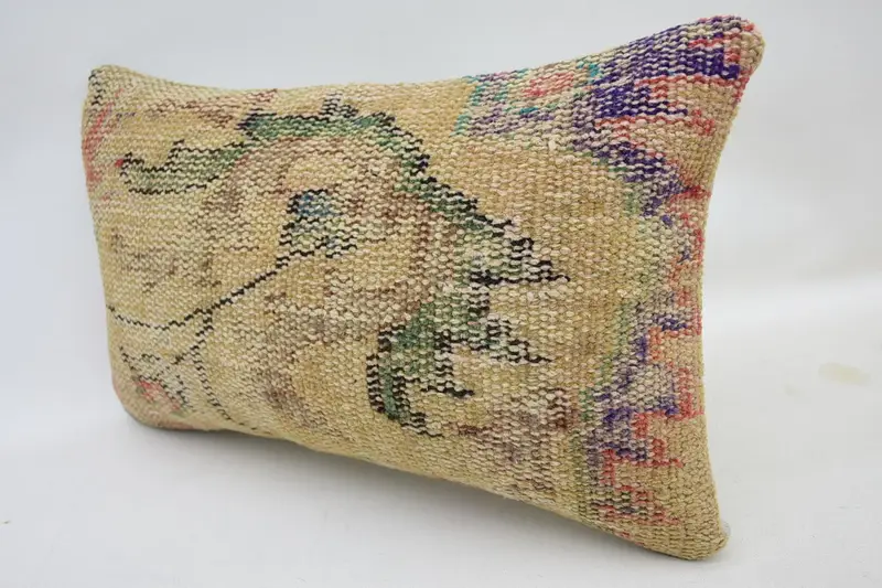 Pillow Sham, Decorative Pillow Case, 12x20 Beige Pillow Sham, Pillow for Couch, Kilim Pillow, Boho Pillow, Handmade Throw Pillow Sham - 3
