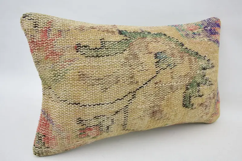 Pillow Sham, Decorative Pillow Case, 12x20 Beige Pillow Sham, Pillow for Couch, Kilim Pillow, Boho Pillow, Handmade Throw Pillow Sham - 2