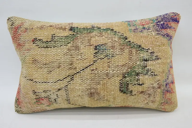 Pillow Sham, Decorative Pillow Case, 12x20 Beige Pillow Sham, Pillow for Couch, Kilim Pillow, Boho Pillow, Handmade Throw Pillow Sham - 4