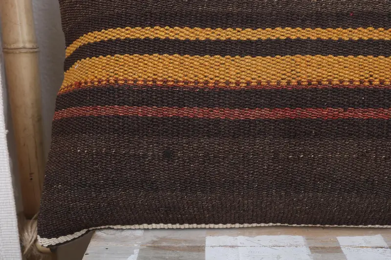 Pillow Cover, Ethnical Kilim Rug Pillow, Pillow for Couch, Living Room Throw Cushion Cover, Throw Kilim Pillow, 12x36 Brown Pillow Cover - 3