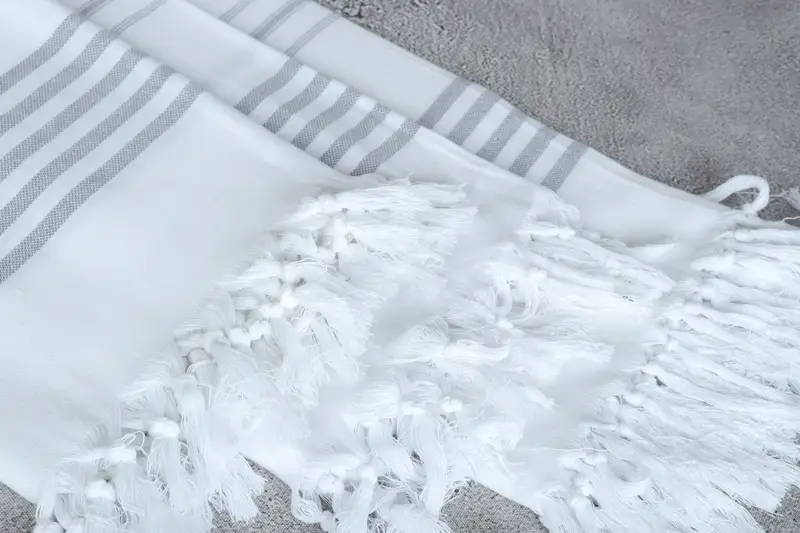Quick-dry towel, Embroidery Towels, 70x40 Cotton Striped Towel, Quick-drying peshtemal towel for poolside, Turkish beach towel, Sand-resistant towel - 5