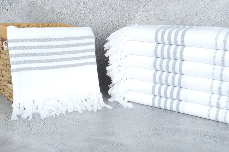 Quick-dry towel, Embroidery Towels, 70x40 Cotton Striped Towel, Quick-drying peshtemal towel for poolside, Turkish beach towel, Sand-resistant towel - 3