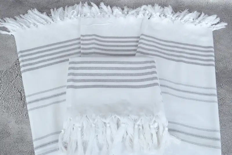 Quick-dry towel, Embroidery Towels, 70x40 Cotton Striped Towel, Quick-drying peshtemal towel for poolside, Turkish beach towel, Sand-resistant towel - 4