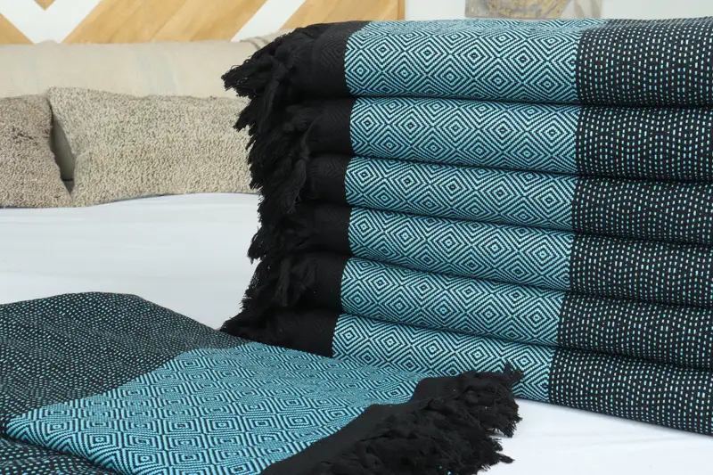 Boho Throw Blankets, Personalized Bridesmaid Gift, Turkish Beach Blanket, Bridesmaid Gifts, 100x80 Cotton Diamond Towel, Throw Blanket - 3