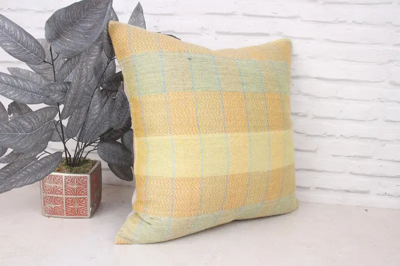 Gift Pillow, Bohemian Cushion Cushion Cover, Turkish Kilim Pillow, Kilim Cushion Sham, Pillow Cover, 20x20 Green Cushion Case, Car Pillow Cover - 3
