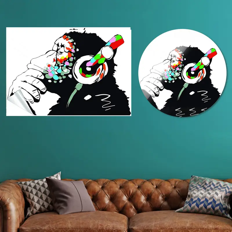 Canlı Maymun Kanvas Tablo: Soyut, Grafiti, Müzik Aşığı Kanvas Tablo